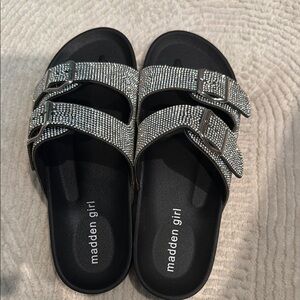 Madden Girl Sparkly Black and Silver Sandals